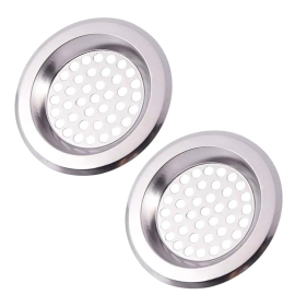 Bathroom Kitchen Stainless Steel Basin Sink Drain Strainer (2 Pc Set)