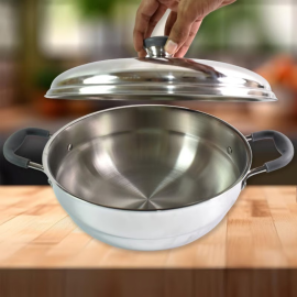 Stainless Steel Triply Multi Kadai idli, dhokla, Patra, Mini idli plates, kadai with Lid (8 Pcs Set / Free Glass Transparent Lid)