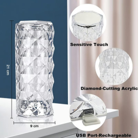 Crystal Touch Night Light for Bedroom Decor (16 Colors, Remote, USB)