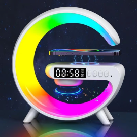Smart Alarm Clock with G-Shape RGB Light Bluetooth Speaker, Wireless Charging (1 Pc) Smart Alarm Clock with G-Shape RGB Light Bluetooth Speaker, Wireless Charging (1 Pc)