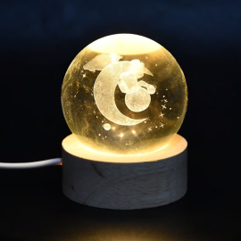 3D Crystal Ball lamps With Base (1 Pc / Mix Design)