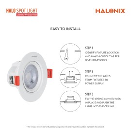 Halonix Plastic 3W 2700K Yellow Warm White Adjustable Halo Led Spot Light Compact Design with 120° Beam Angle Cutout - 2.1 Inch Pack of 1