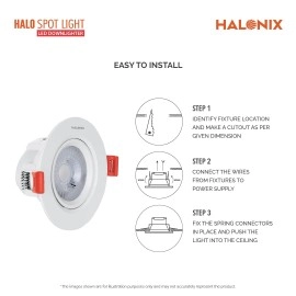 Halonix Plastic 3W 2700K Yellow Warm White Adjustable Halo Led Spot Light Compact Design with 120° Beam Angle Cutout - 2.1 Inch Pack of 1