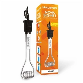 Halonix Nova Signet 1500W Electric Immersion Water Heater Rod - Water & Shock Proof, Instant Heating With Bucket Holder, ISI Certified 2-Year Replacement Warranty, 1 pc