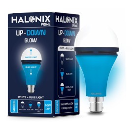 Halonix 10W Up Down Glow White & Blue 3 Modes led Bulb Switch On-Switch Off to Change led Bulb Color Decorative led Bulb White and Blue Color b22d