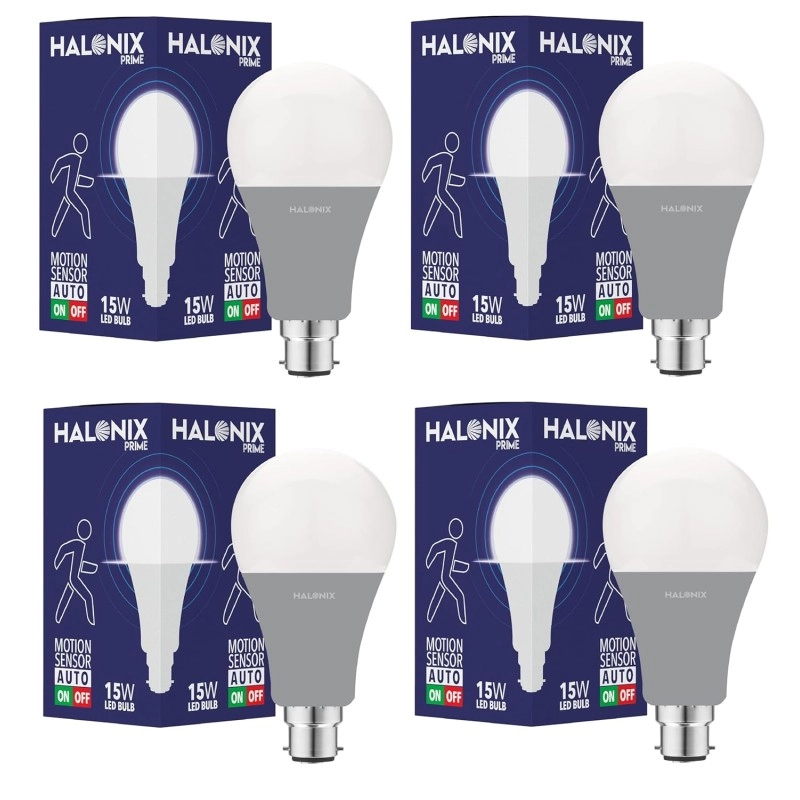 Halonix 10 Watt_Hours B22D Led Cool Day Light Motion Sensor Bulb pack of 4