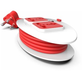 Fybros Stella 3 Pin 2 Cord Safety Shutter, Indicator & Heavy Duty Cable 2 Socket Extension Boards (White, Red, 1.5 m)