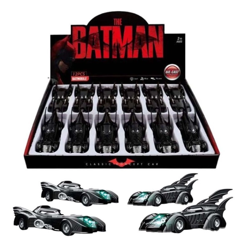 The Batman Die-Cast Metal Car with Light, Music & Pullback Action (Pack of 4)