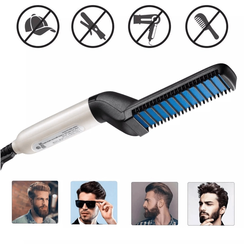 Multi-Functional Electric Hair Comb Brush Beard Hair Straightener Heat Styler for Men Beard Straightening Comb Hair