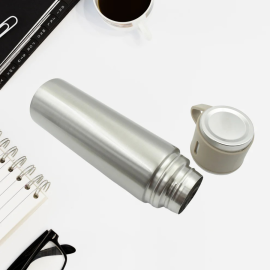 Stainless Steel Vacuum Flask Set with 3 Steel Cups Combo for Coffee Hot Drink and Cold Water Flask Ideal Gifting Travel Friendly Latest Flask Bottle (500ml)