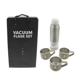 Stainless Steel Vacuum Flask Set with 3 Steel Cups Combo for Coffee Hot Drink and Cold Water Flask Ideal Gifting Travel Friendly Latest Flask Bottle (500ml)