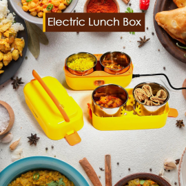 2 Layer Electric Lunch Box for Office, Portable Lunch Warmer with Removable 4 Stainless Steel Container