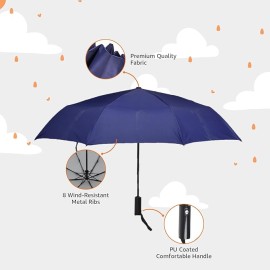 3-Fold Travel Umbrella - Sophisticated Auto-Open Auto-Close Mechanism, Large 42 inch Canopy, RainProof & UV Protection Ideal for Men & Women Stylish, Durable, and Functional Design