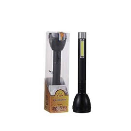 JY 2080 with 3W COB + 5W Main Torch Rechargeable Flashlight with 2 Steps Switch UV 18650 Lithium Battery Torch (Black, Rechargeable)