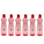 Plastic Water Bottle, 1000ml, Set of 6, T-red