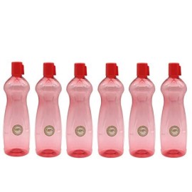 Plastic Water Bottle, 1000ml, Set of 6, T-red
