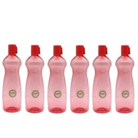 Plastic Water Bottle, 1000ml, Set of 6, T-red