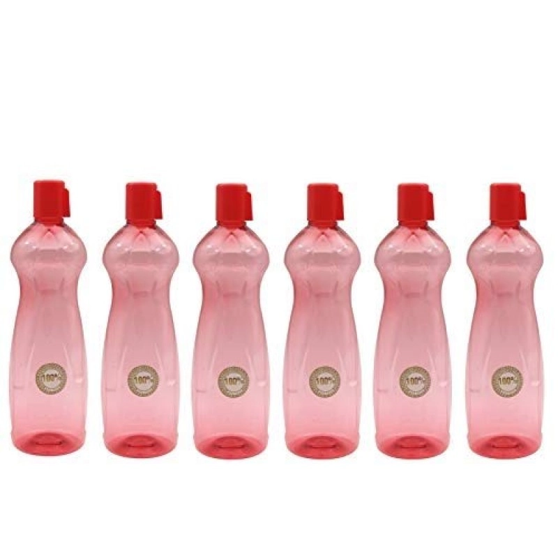 Plastic Water Bottle, 1000ml, Set of 6, T-red
