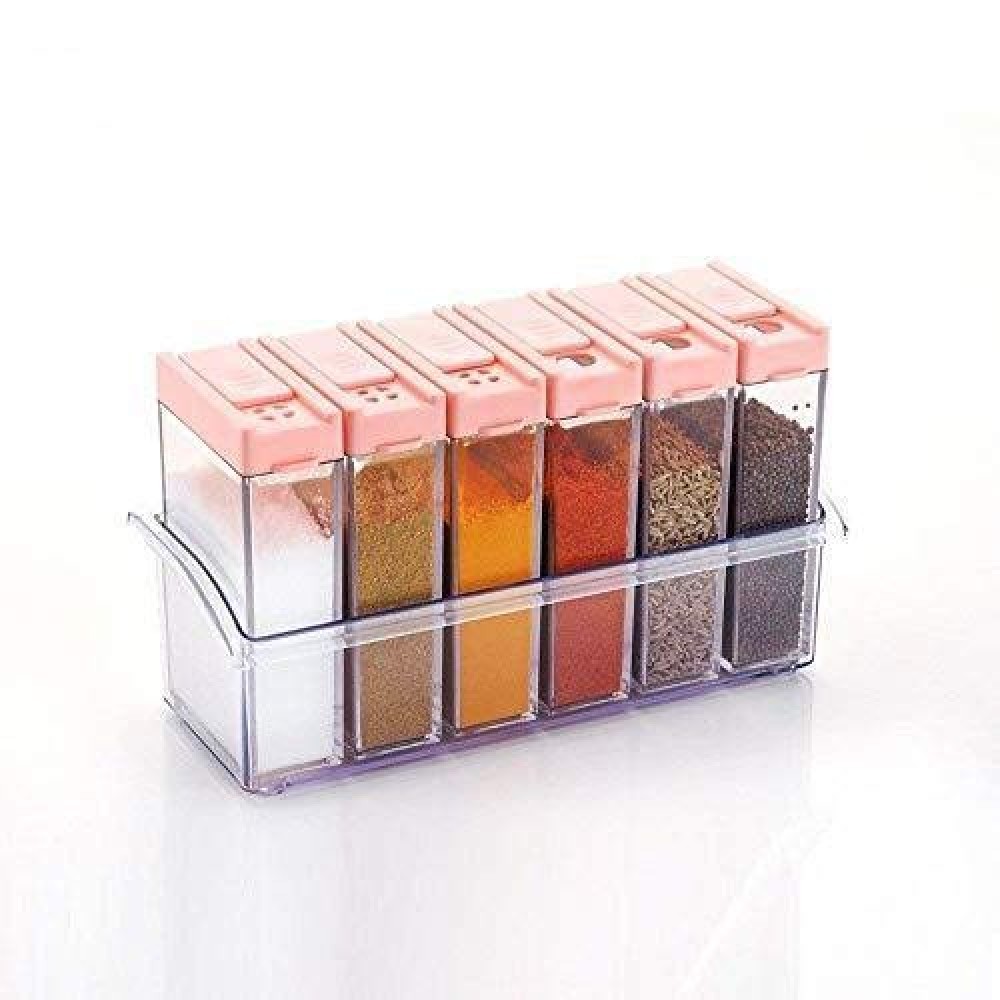 Generic Plastic Spice Jars 6 pcs, 14x22x8cm, Multicolour