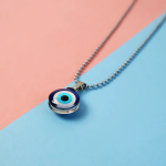 Tiny Blue Turkish Evil Eye Pendant Chain Necklace For Men And Women (Pack of 15)