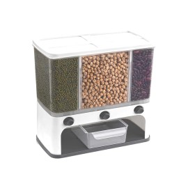 Stainless Steel Easy Flow Cereal Dispenser For Kitchen 3 In 1 Push Button Wall Mount Container,Save Space On Kitchen Counter,Cupboard,Kitchen Storage Containers Air Tight,Transparent,Wall Mount