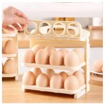 Foldable Egg Tray 24 Grid Egg Storage Box, 3 Layer Flip Type Egg Rack, Refrigerator Storage Container