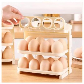 Foldable Egg Tray 24 Grid Egg Storage Box, 3 Layer Flip Type Egg Rack, Refrigerator Storage Container