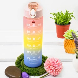 Plastic Colorful Motivational Water Bottle with Straw (750ml)