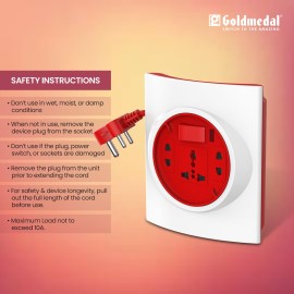 Goldmedal G-Smart 3 Pin Extension Cord (With International Sockets, Master Switch and 4m Power Cord)