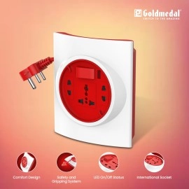 Goldmedal G-Smart 3 Pin Extension Cord (With International Sockets, Master Switch and 4m Power Cord)