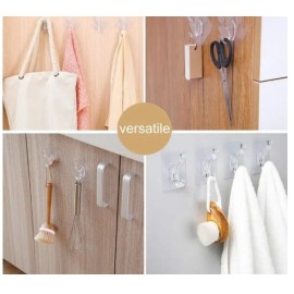 Single Coat Hooks Without Drilling Sticker Heavy Items Wall Hangers Hook (Pack of 8)