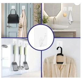 Single Coat Hooks Without Drilling Sticker Heavy Items Wall Hangers Hook (Pack of 8)