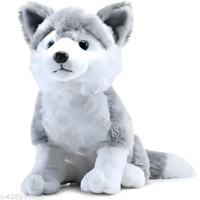Big Size Plush Husky Dog Stuffed Animal Soft Toy, Gifts for Kids and Adult - 40 cm  (Grey)
