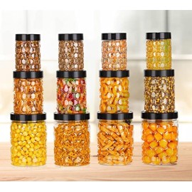 Checkers jars and containers set plastic for Kitchen Storage Set Of 12,18,24 1200 Ml, 650 Ml, 350 Ml Transparent suitable for kitchen Storage in RacK set of 12 (Black)