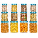 12 Pcs Plastic Storage Containers for Kitchen, Grocery Container, Storage Box 1200ML, 650 ML, 350ML (Set of 12 - Plastic Dabba)
