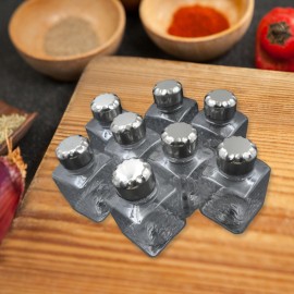 360° Revolving Spice Rack - 8-Piece Square Container Set for Condiment Storage, Easy-Access Kitchen Organizer, Adjustable Holder, Durable Rotating Dispenser (Pack of 1)