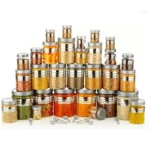 Plastic Grocery Container - 1200 ml, 650 ml, 350 ml, 250 ml (Pack of 24, Grey)