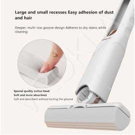 Mini Mop for Kitchen with 2 Sponges Portable Mini Mop Self Squeeze Strong Absorbent Magic Wiper for Kitchen Small Sponge Mop Self Squeezing Wet & Dry Use for Bathroom Wall Glass Car Table Home