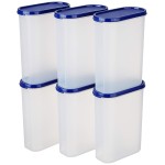 Solimo Modular Plastic Storage Containers with Lid Airtight BPA-Free Set of 6 2.4 Ltr (Blue)