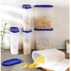 Solimo Modular Plastic Storage Containers with Lid Airtight BPA-Free Set of 6 2.4 Ltr (Blue)