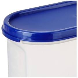 Solimo Modular Plastic Storage Container With Airtight Lid BPA-Free Plastic Microwave Safe Dishwasher Safe 1.2 Litres Set of 4 (Blue)