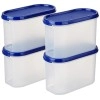 Solimo Modular Plastic Storage Container With Airtight Lid BPA-Free Plastic Microwave Safe Dishwasher Safe 1.2 Litres Set of 4 (Blue)