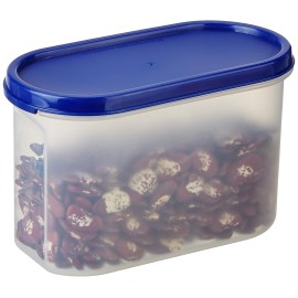 Solimo Modular Plastic Storage Container With Airtight Lid BPA-Free Plastic Microwave Safe Dishwasher Safe 1.2 Litres Set of 4 (Blue)