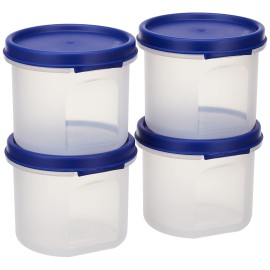 Solimo Plastic Slim Storage Container,Set of 4 (285 Ml Each),Blue