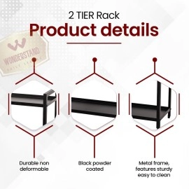 2-Tier Kitchen Countertop Spice Shelf Rack Container Holder Organizer (Black)