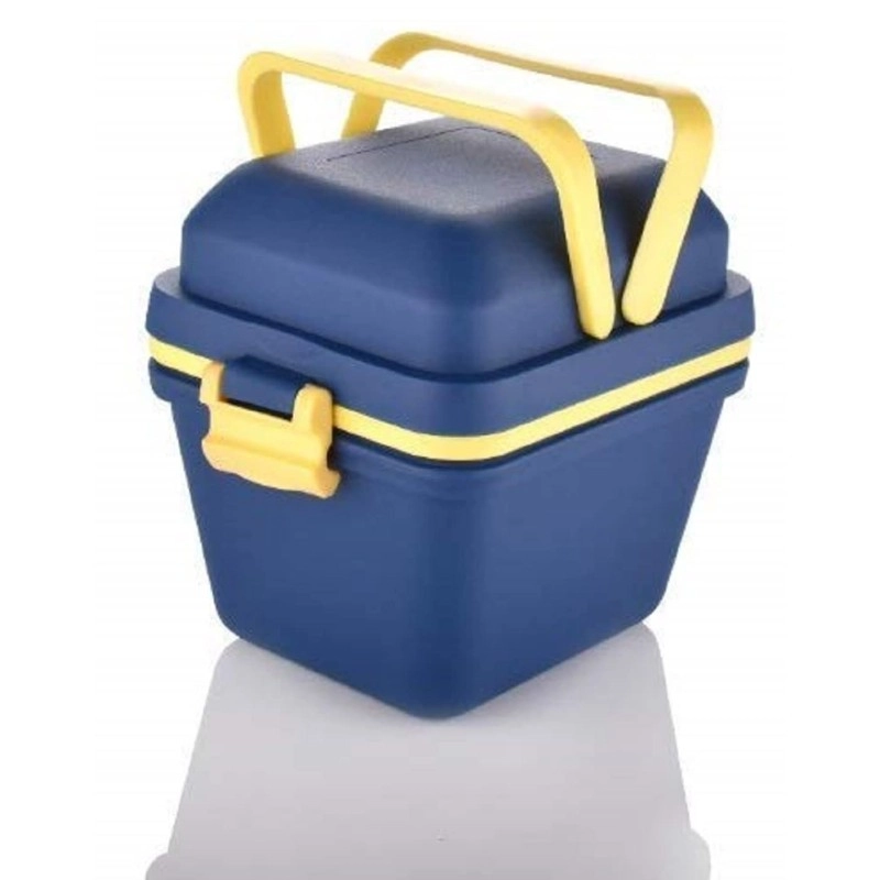 Plastic Dieting Airtight Lunch/Tiffin Box Set 3 Compartment Tiffin with Handle & Push Lock for Travelling, School Kids & Office,Blue