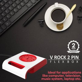 Fybros V Rock Square 2 Pin Extension Cord,Power Strip with Power Indicator, Safety Shutter, Master Switch,6 AMP Output, Suitable for Home and Office Use, 2 Year Warranty, 5 Meter