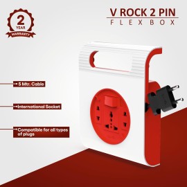 Fybros V Rock Square 2 Pin Extension Cord,Power Strip with Power Indicator, Safety Shutter, Master Switch,6 AMP Output, Suitable for Home and Office Use, 2 Year Warranty, 5 Meter