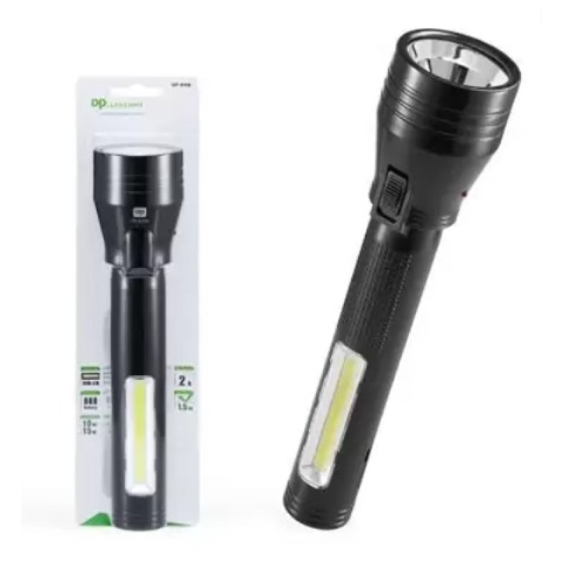 Dp 9168 Rechargeable Led Torch 10w+15w Led, 350mah Battery Torch (Black, 26.5 cm)