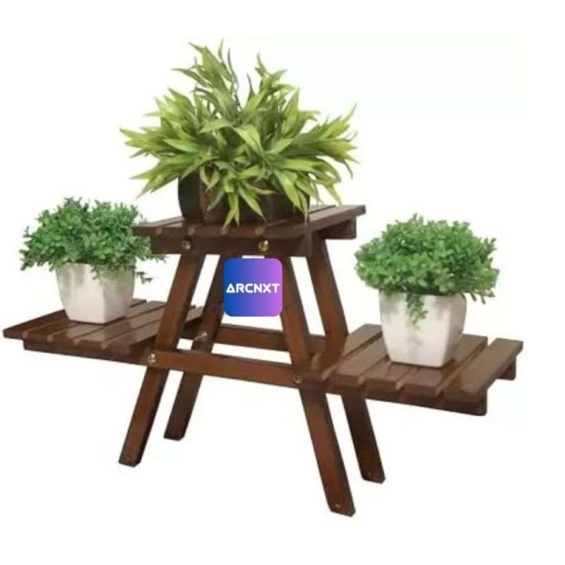 Wooden 3-Tier Foldable Plant Stand–Indoor Outdoor Rack for Balcony, Living Room, Patio and Garden (Pack of 1)